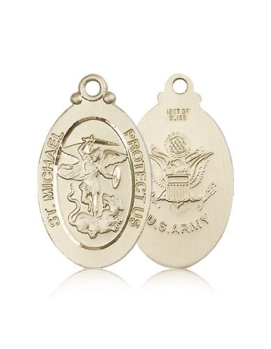St. Michael Army Medal, 14 Karat Gold - 14 KT Yellow Gold