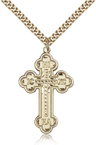 Cross Pendant, Gold Filled - 24&quot; 2.4mm Gold Plated Endless Chain