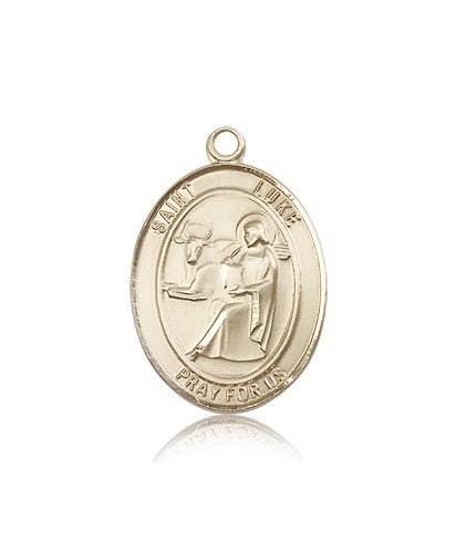 St. Luke the Apostle Medal, 14 Karat Gold, Large - 14 KT Yellow Gold