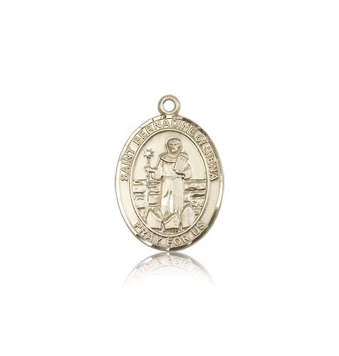 St. Bernadine of Sienna Medal, 14 Karat Gold, Medium - 14 KT Yellow Gold