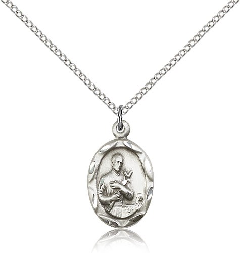 St. Gerard Medal, Sterling Silver - 18&quot; 1.2mm Sterling Silver Chain + Clasp