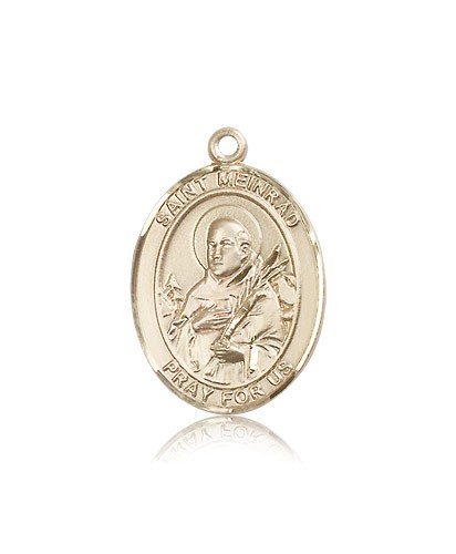 St. Meinrad of Einsideln Medal, 14 Karat Gold, Large - 14 KT Yellow Gold