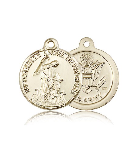 Army Guardain Angel Medal, 14 Karat Gold - 14 KT Yellow Gold