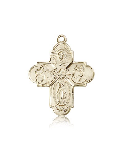 4 Way Cross Pendant, 14 Karat Gold - 14 KT Yellow Gold