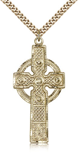 Cross Pendant, Gold Filled - 24&quot; 2.4mm Gold Plated Endless Chain