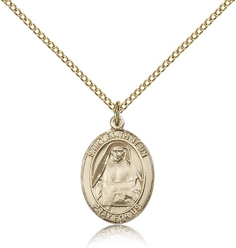 St. Edith Stein Medal, Gold Filled, Medium - Gold-tone