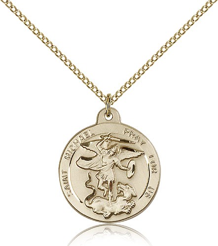 St. Michael the Archangel Medal, Gold Filled - Gold-tone