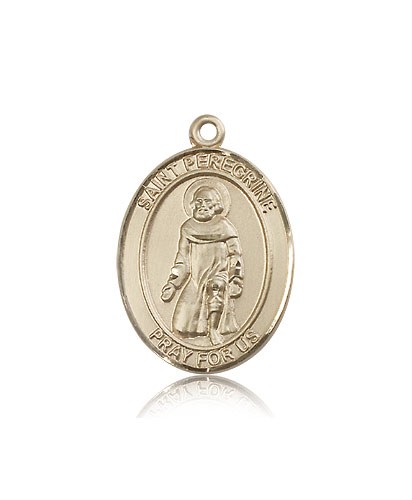 St. Peregrine Laziosi Medal, 14 Karat Gold, Large - 14 KT Yellow Gold