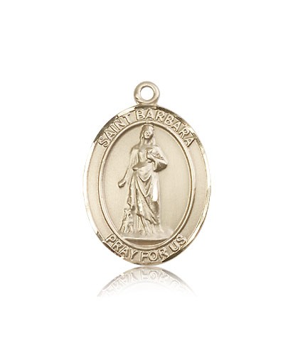 St. Barbara Medal, 14 Karat Gold, Large - 14 KT Yellow Gold