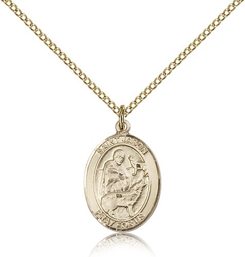 St. Jason Medal, Gold Filled, Medium - Gold-tone