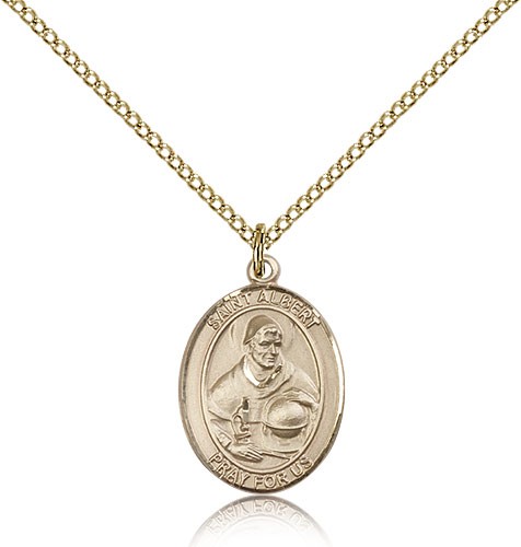 St. Albert the Great Medal, Gold Filled, Medium - Gold-tone