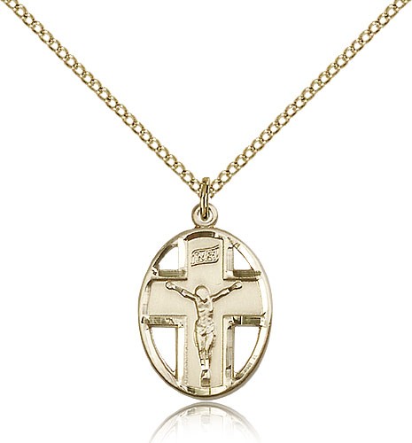 Crucifix Pendant, Gold Filled - Gold-tone