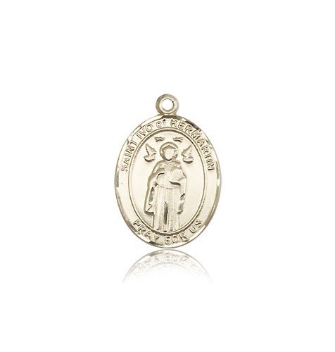 St. Ivo Medal, 14 Karat Gold, Medium - 14 KT Yellow Gold