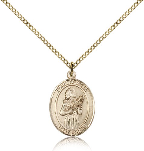 St. Agatha Medal, Gold Filled, Medium - Gold-tone