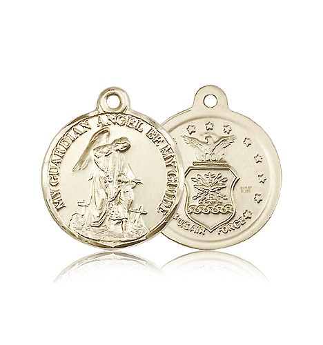 Air Force Guardain Angel Medal, 14 Karat Gold - 14 KT Yellow Gold