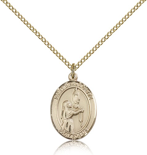 St. Bernadette Medal, Gold Filled, Medium - Gold-tone
