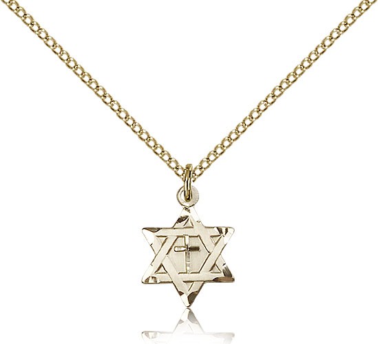 Star of David with Cross Pendant, Gold Filled - Gold-tone