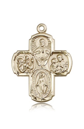 4 Way Cross Pendant, 14 Karat Gold - 14 KT Yellow Gold