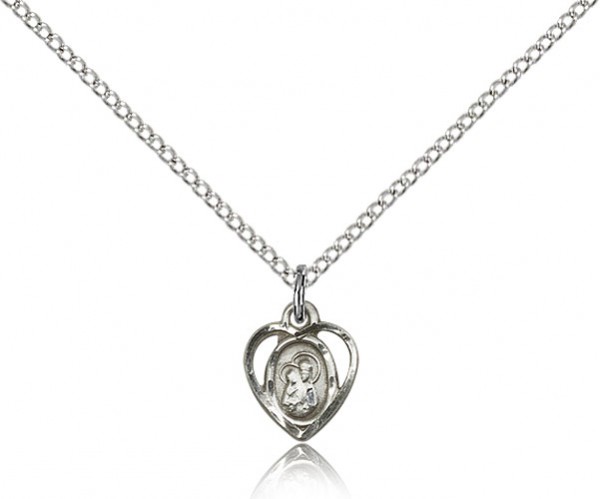 Our Lady of Perpetual Health Medal, Sterling Silver - 18&quot; 1.2mm Sterling Silver Chain + Clasp