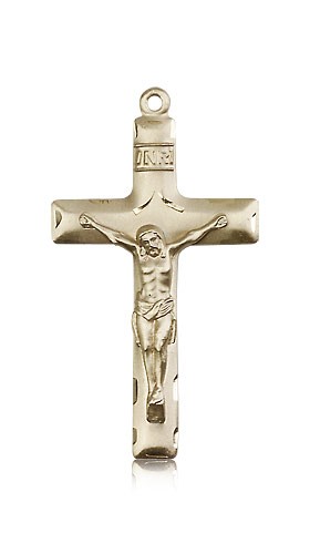 Crucifix Pendant, 14 Karat Gold - 14 KT Yellow Gold