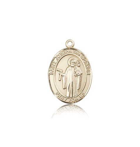St. Joseph the Worker Medal, 14 Karat Gold, Medium - 14 KT Yellow Gold