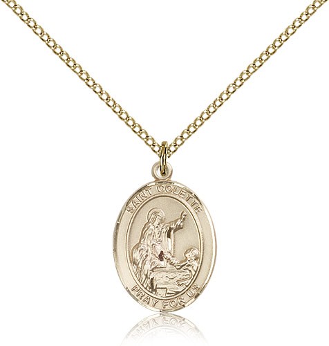 St. Colette Medal, Gold Filled, Medium - Gold-tone