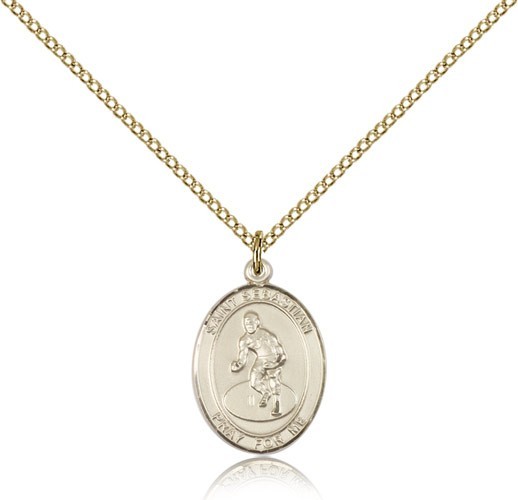 St. Sebastian Wrestling Medal, Gold Filled, Medium - Gold-tone