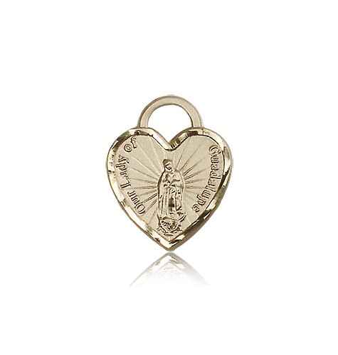 Our Lady of Guadalupe Heart Medal, 14 Karat Gold - 14 KT Yellow Gold