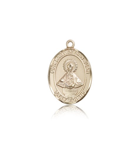 Our Lady of San Juan Medal, 14 Karat Gold, Medium - 14 KT Yellow Gold