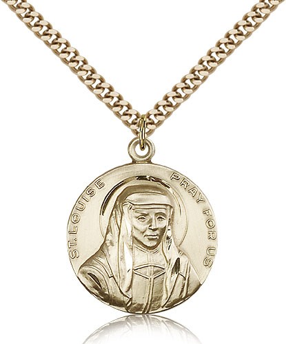 St. Louise Medal, Gold Filled - 24&quot; 2.4mm Gold Plated Endless Chain