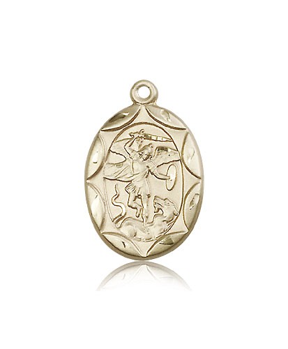 St. Michael the Archangel Medal, 14 Karat Gold - 14 KT Yellow Gold