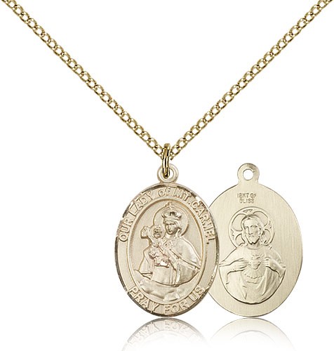 Our Lady of Mount Carmel Medal, Gold Filled, Medium - Gold-tone