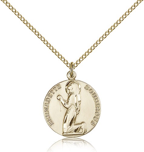 St. Bernadette Medal, Gold Filled - Gold-tone