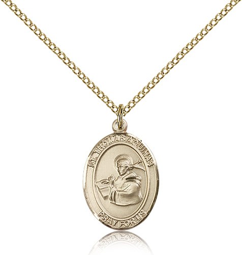 St. Thomas Aquinas Medal, Gold Filled, Medium - Gold-tone