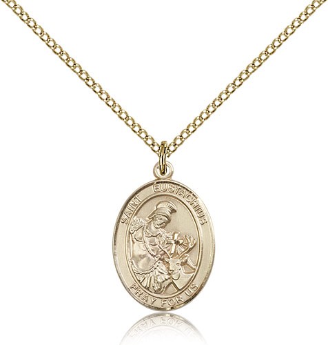 St. Eustachius Medal, Gold Filled, Medium - Gold-tone