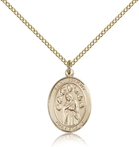 St. Felicity Medal, Gold Filled, Medium - Gold-tone