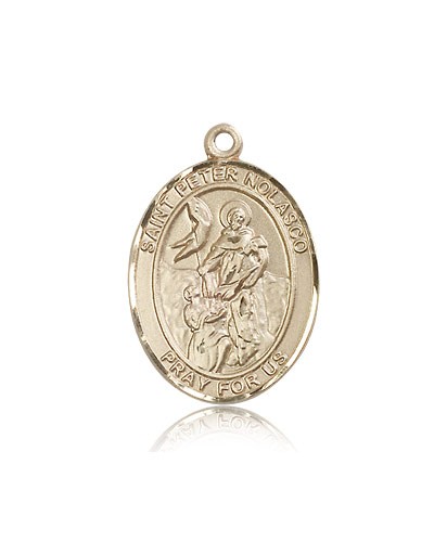 St. Peter Nolasco Medal, 14 Karat Gold, Large - 14 KT Yellow Gold
