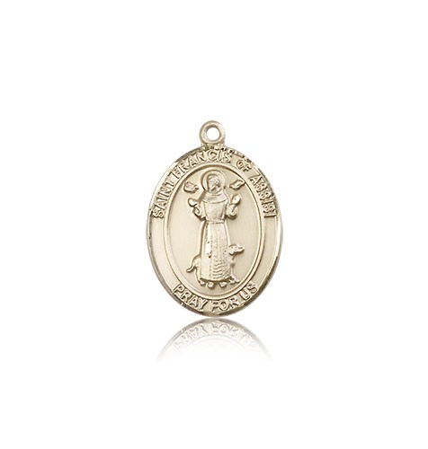 St. Francis of Assisi Medal, 14 Karat Gold, Medium - 14 KT Yellow Gold