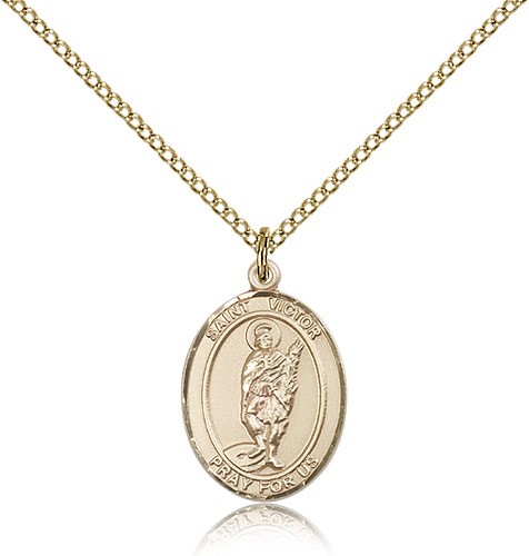 St. Victor of Marseilles Medal, Gold Filled, Medium - Gold-tone
