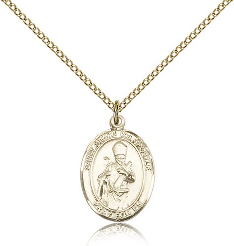 St. Simon Medal, Gold Filled, Medium - Gold-tone