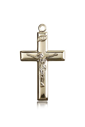 Crucifix Pendant, 14 Karat Gold - 14 KT Yellow Gold