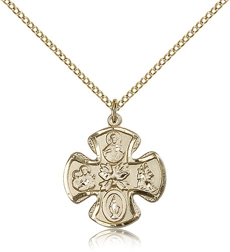 5 Way Cross Pendant, Gold Filled - Gold-tone