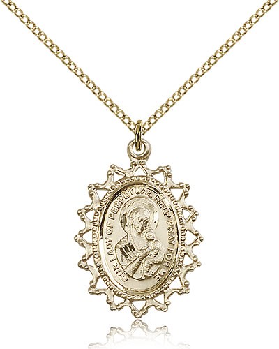 Our Lady of Perpetual Help Medal, Gold Filled - Gold-tone