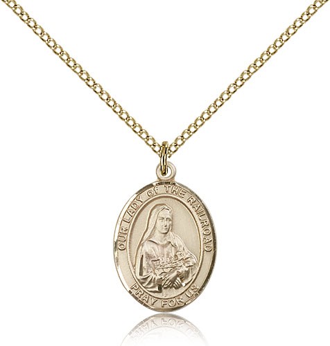 Our Lady of the Railroad Medal, Gold Filled, Medium - Gold-tone