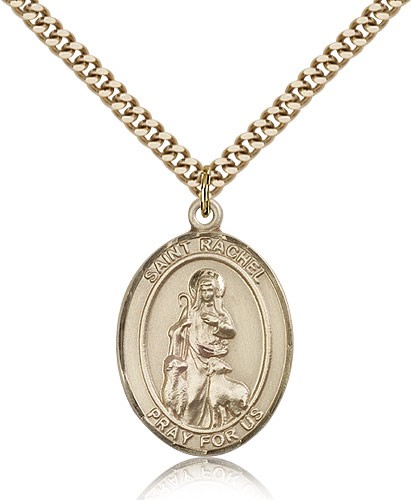 St. Rachel Medal, Gold Filled, Large - 24&quot; 2.4mm Gold Plated Chain + Clasp