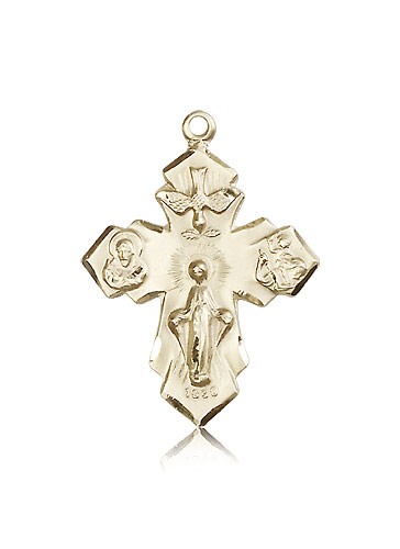 4 Way Cross Pendant, 14 Karat Gold - 14 KT Yellow Gold