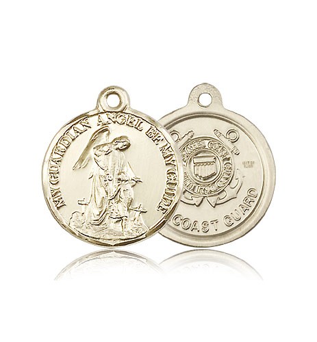 Coast Guard Guardain Angel Medal, 14 Karat Gold - 14 KT Yellow Gold