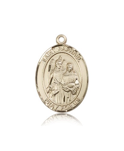 St. Raphael the Archangel Medal, 14 Karat Gold, Large - 14 KT Yellow Gold