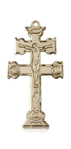 Caravaca Crucifix Pendant, 14 Karat Gold - 14 KT Yellow Gold