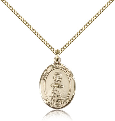St. Anastasia Medal, Gold Filled, Medium - Gold-tone